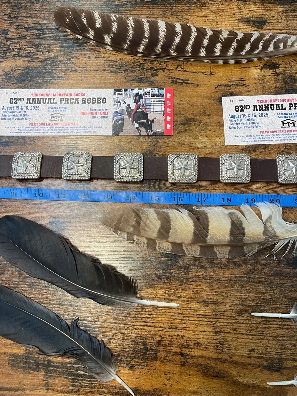 Men's Brown Leather Concho Hat Bands with Silver Star Accents